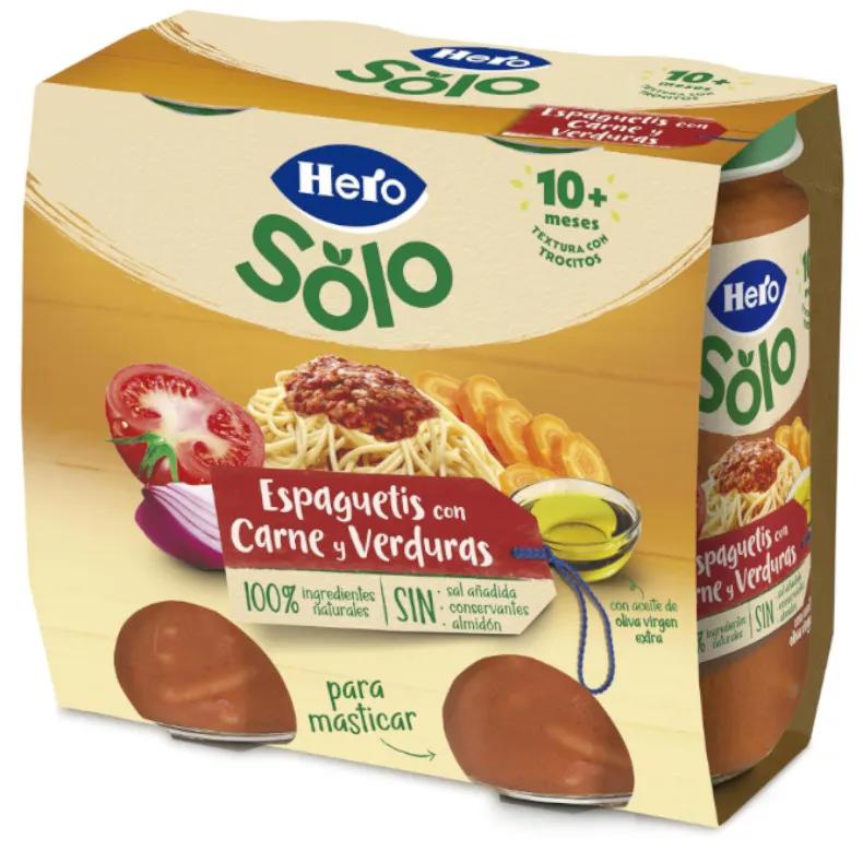 Hero Solo Pot Spaghettistukjes met Vlees en Groenten +10m 2x235 gr