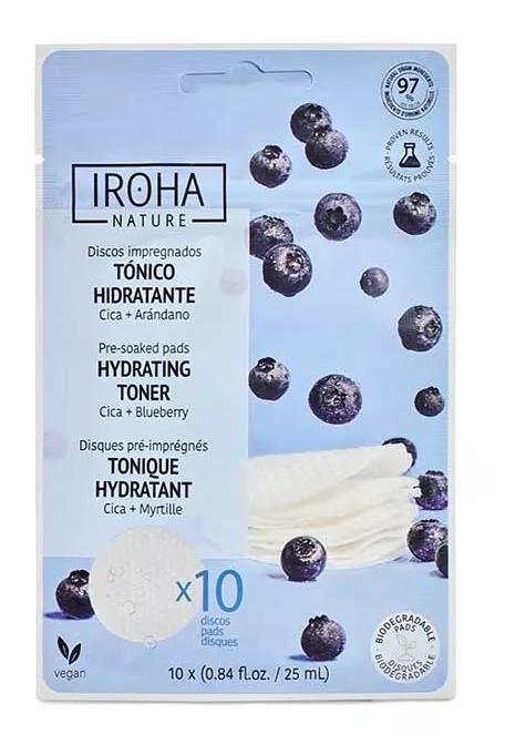 Iroha Nature Disques Hydratants au Cica et Myrtilles 10 unités