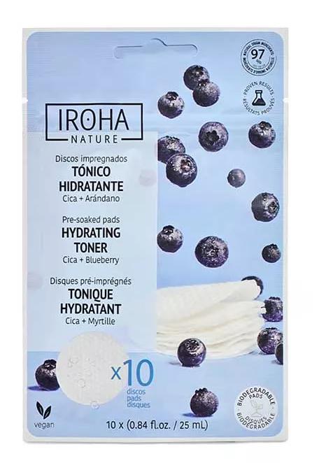 Iroha Nature Discos Hidratantes con Cica y Arándanos 10 uds