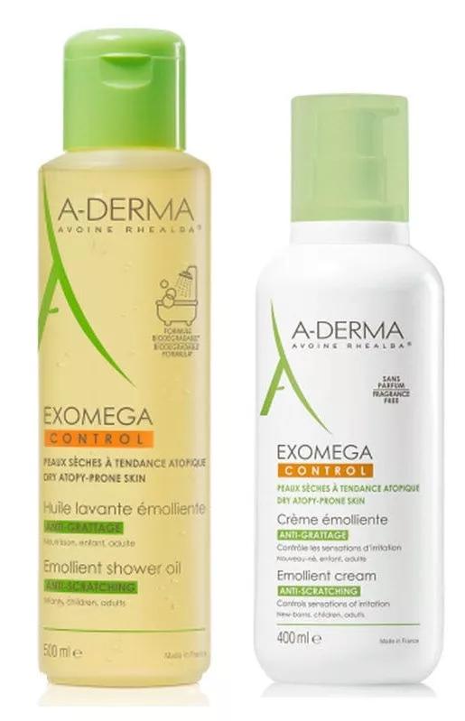 A-Derma Exomega Control Creme Emoliente 400 ml + Óleo de Duche 500 ml