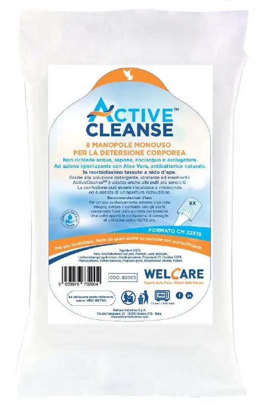 Active Cleanse Manopole Monouso Per la Detersione Corporea Con Aloe Vera 8 Manopole