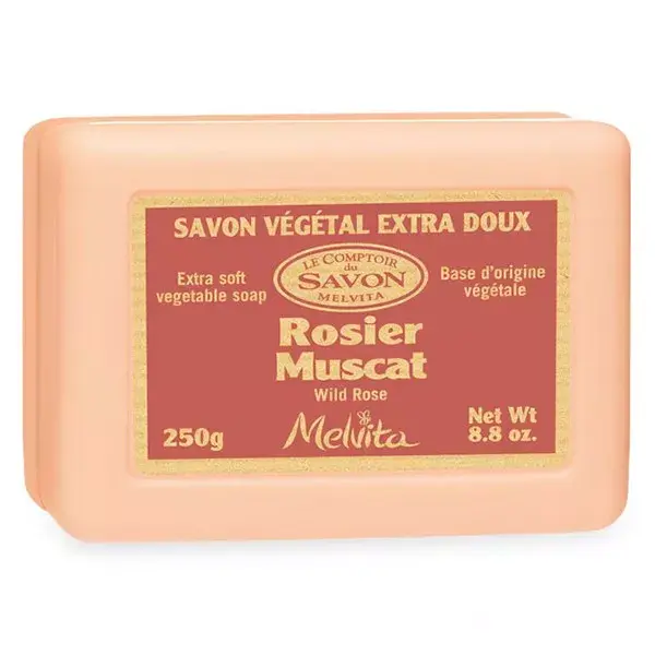Melvita sapone di olio naturale di rettangolare del Moscato Rosa 250g