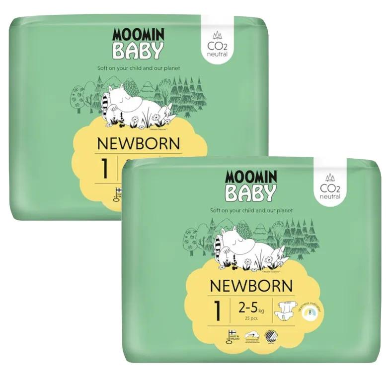 Moomin babyluiers maat 1 (2-5 kg) 2x25 eenheden
