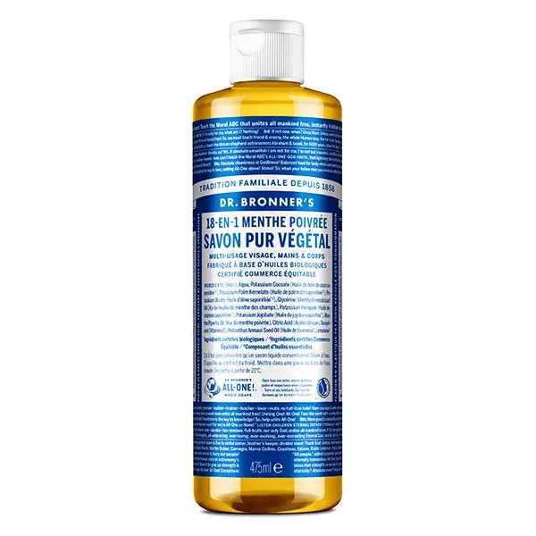 Dr Bronner's Savon Pur Végétal Menthe Poivrée "18 en 1" 473ml