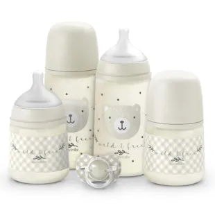 Suavinex Wild&amp;Free Set: Slow Flow Baby Bottle 2x150ml + Medium Flow Baby Bottle 2x270ml + Beige Pacifier 0-6m