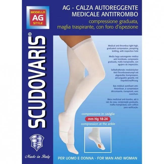 Scudovaris AG Calza Autoreggente Medicale Antitrombo Colore Bianco Taglia 4 Lunga