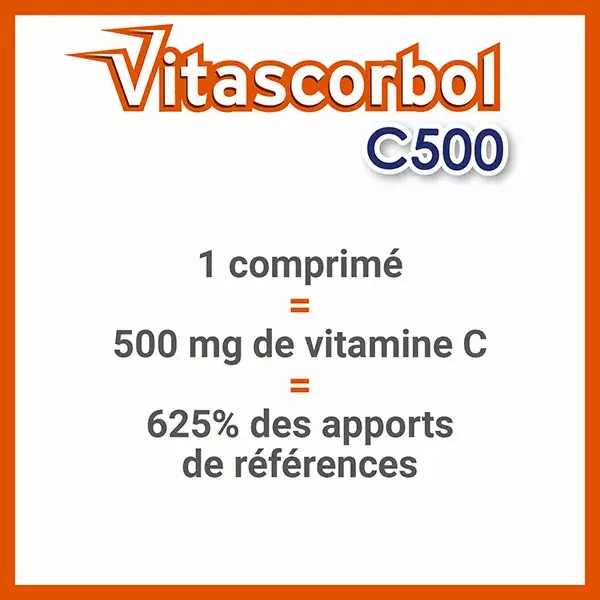 Vitascorbol Vitamine C 500mg  24 comprimés à croquer
