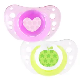 Chicco Physio Forma Air Sucette Silicone +6m Coeur Pomme Lot de 2 + Boite de Stérilisation 