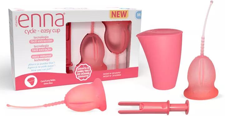 Enna Easy Menstruatiecup Maat M 2 stuks + Sterilisator + Applicator