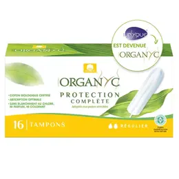 Organyc Tampon Sans Applicateur Flux Régulier Coton Bio 16 unités