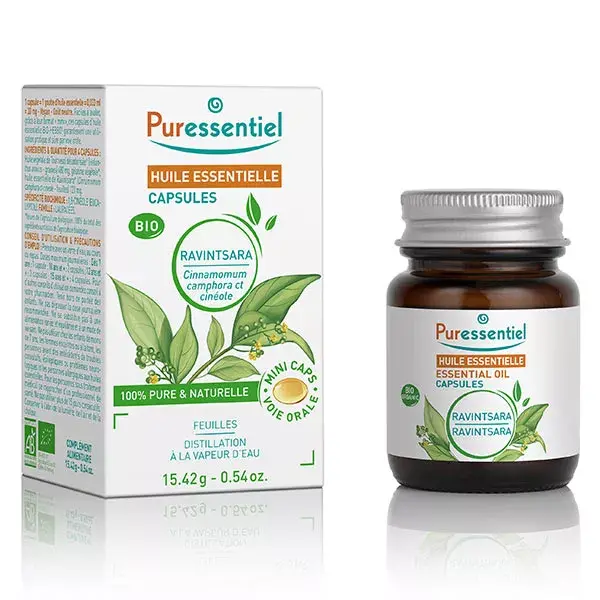 Puressentiel Capsules Huiles Essentielles Capsules de Ravintsara Bio 60 capsules