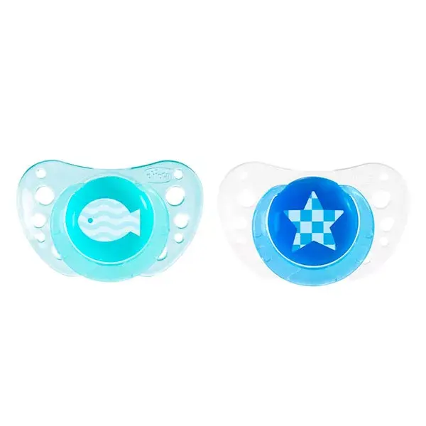 Chicco Physio Forma Air Silicone Pacifier +6m Star Fish Set of 2 + Sterilisation Box
