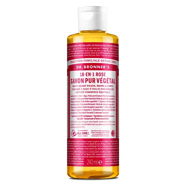 Dr Bronner's Savon Pur Végétal Rose "18 en 1" 240ml