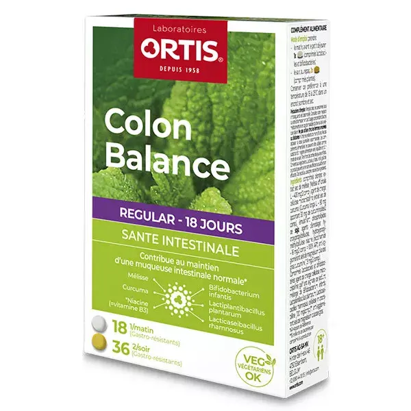 Ortis Colon Balance Regular Santé Intestinale Ballonnements et Flatulences 54 comprimés