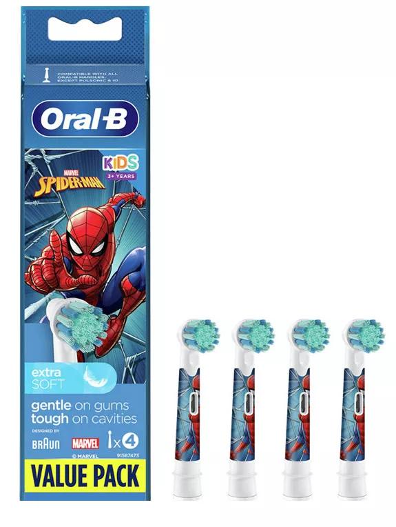 Oral-B Stages Power Recambios Cepillo Eléctrico Kids Spiderman Pack 4 uds