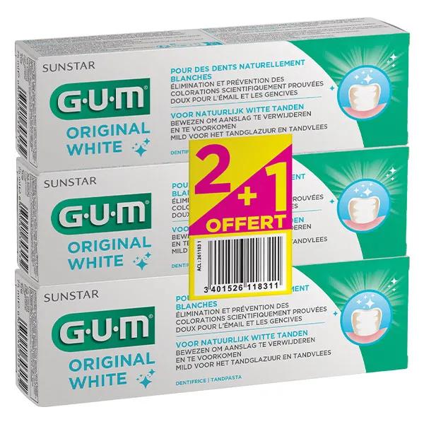 Batch di gomma originale bianco ref 1745 di dentifricio 3 x 75ml bianco