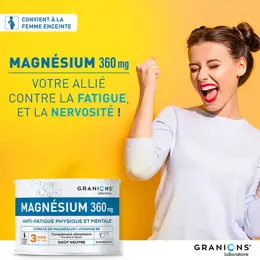 GRANIONS - Citrate de Magnesium + Vitamine B6 - Goût Neutre -Format 3 mois-210g