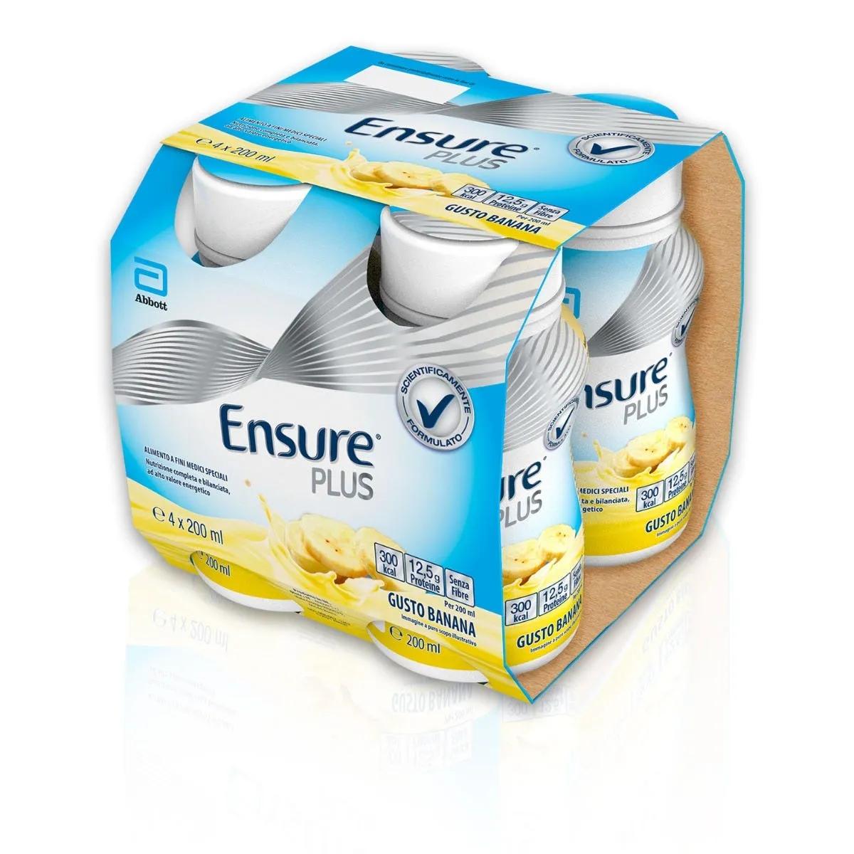 Ensure Plus Alimento a Fini Medici Speciali Ipercalorico Banana 4x200ml