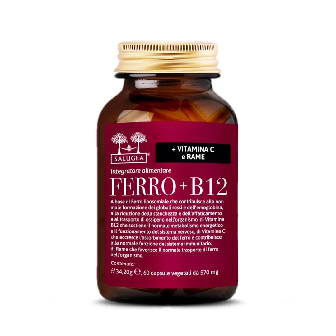 Salugea Ferro + B12 Integratore Ferro e Vitamina B12 60 Capsule