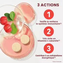 Santarome Bio - Acérola Bio 1000 - Vitamine C naturelle - 20 comprimés à croquer