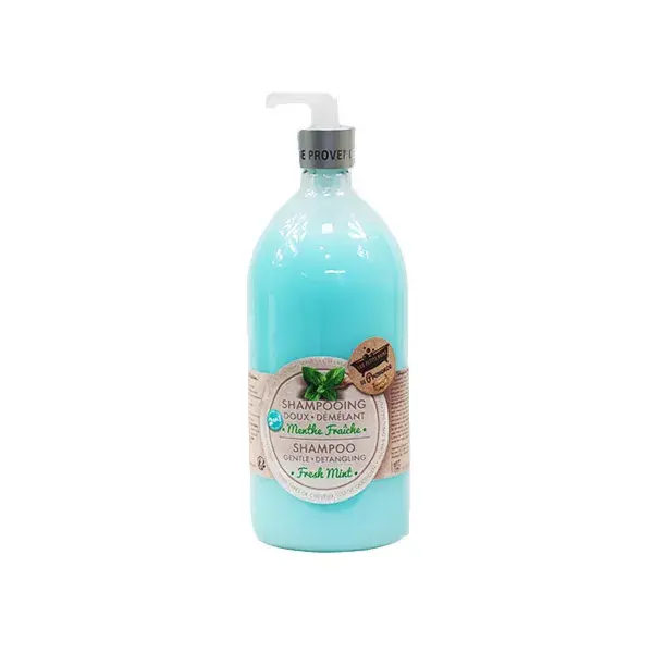 Les Petits Bains de Provence Shampoo 2 in1 Menta Fresca Flacone con Pompetta Dosatrice 1L