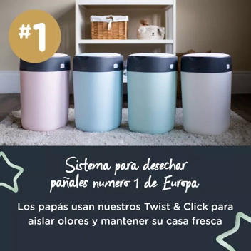 Contenedor de Pañales TOMMEE TIPPEE Twist & Click y 4 Recambios (Blanco)