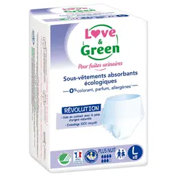 Love & Green Sous-vêtements absorbants adulte hypo et écologiques Plus Nuit Taille L x8