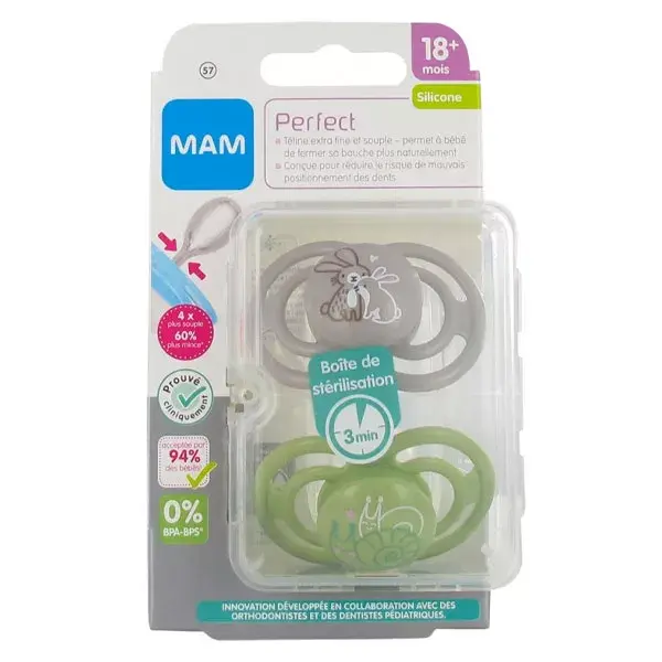 MAM Perfect Silicone Pacifier +18m Owl Squirrel Set of 2