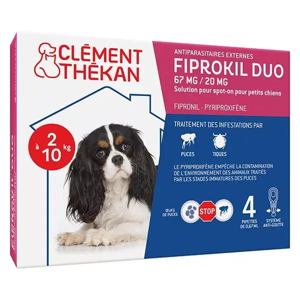 Clément Thékan Fiprokil Duo Anti-Parasite Pipettes for Dogs 2-10kg x 4 