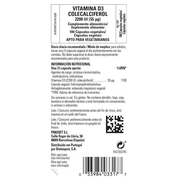 Solgar Vitamine D3 2200 IE (cholecalciferol) 100 capsules