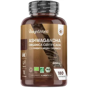 WeightWorld Organic Ashwagandha with Organic Black Pepper 605mg 180 Capsules