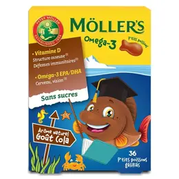 Mollers P'tits Poissons Oméga-3 Arôme Naturel Cola 36 gommes