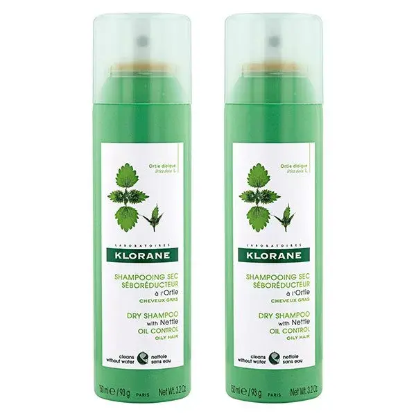 Klorane Duo Spray Shampoing Sec à l'Ortie Cheveux Gras Lot de 2 x 150ml
