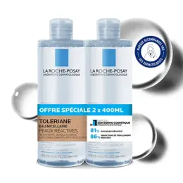 La Roche Posay Toleriane Physiologique  Eau Micellaire Peaux Réactives 400ml Lot de 2
