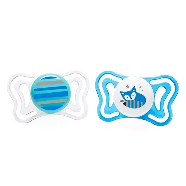 Chicco Physio Forma Light Pacifier Silicone +6m Star Stripe Set of 2 + Sterilisation Box