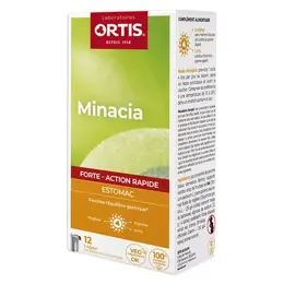 Ortis Minacia Forte Gel à Boire Soulage les Remontées Acides et Apaise l'Estomac 12 sticks