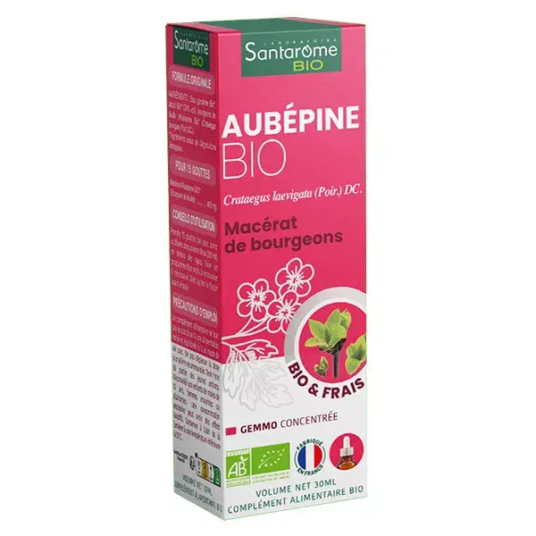 Santarome Bio - Bourgeon d'Aubépine Bio - Gémmothérapie - Flacon de 30ml