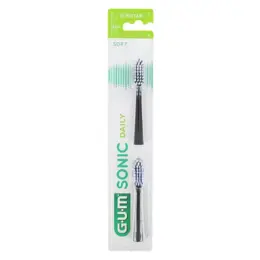 Gum Brosse à Dents Electrique N°4110 Sonic Daily Recharge Ultra Soft Noire 2 unités