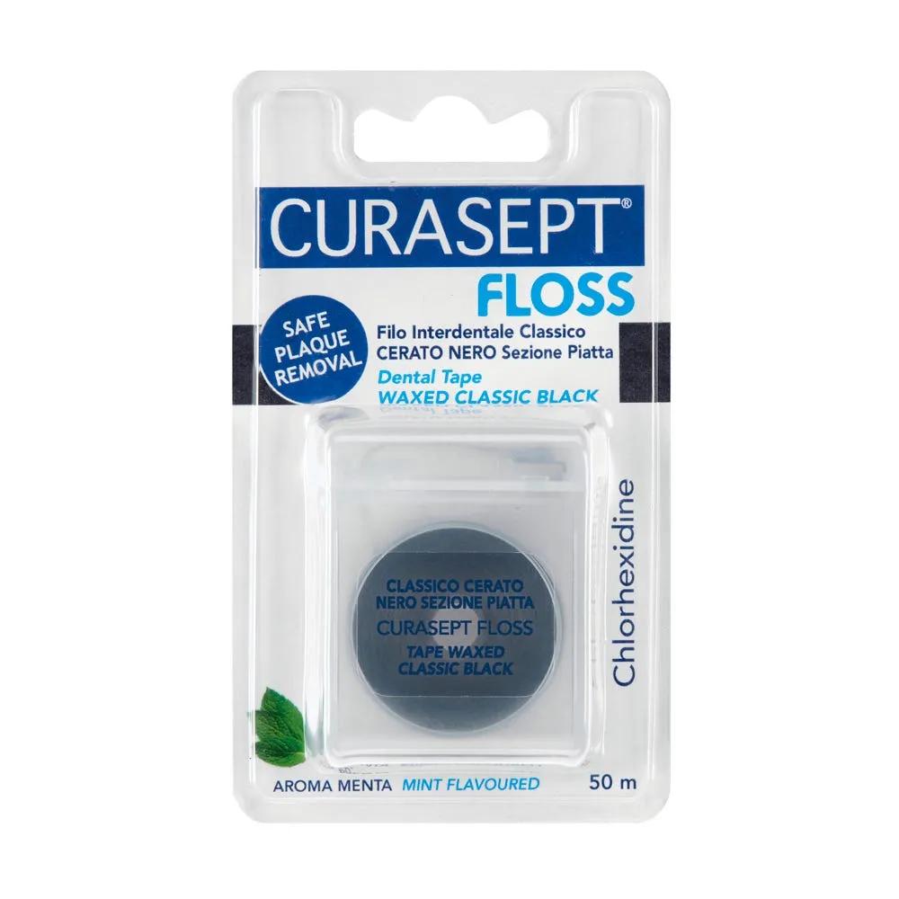 Curasept Floss Nero Cerato Filo Interdentale con Clorexidina 50 m