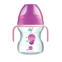 MAM Tasse d'Apprentissage Décoré 190ml Bec souple +6m + anses roses