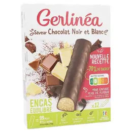 Gerlinéa Pause Gourmande Barre Chocolat Noir et Blanc 12 unités