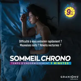 GRANIONS SOMMEIL CHRONO 9 MIN - Mélatonine 1,9 mg, Valériane, Passiflore, GABA