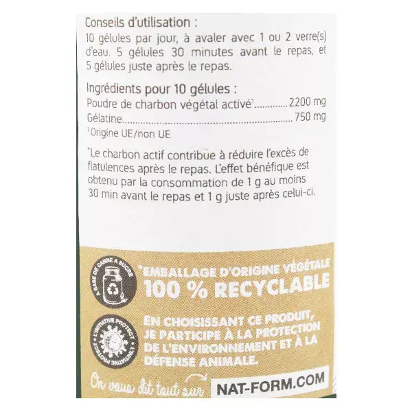 Nat & Form Original Charbon Végétal Activé 120 gélules