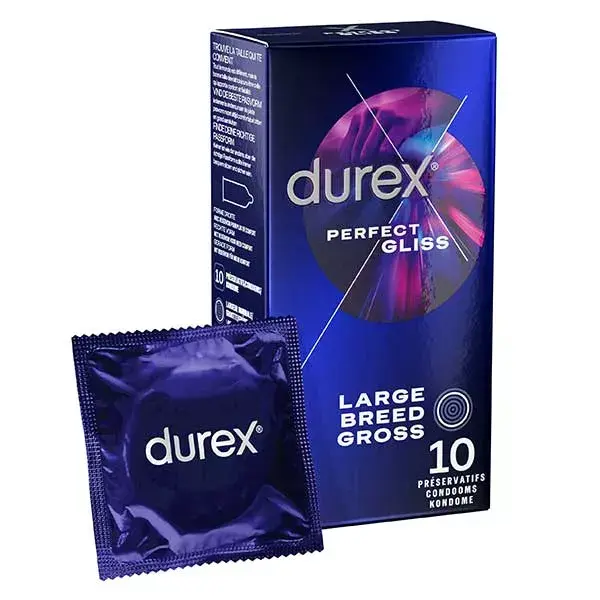 Durex Préservatifs Perfect Gliss - 10 Préservatifs - Idéal pour le Sexe Anal