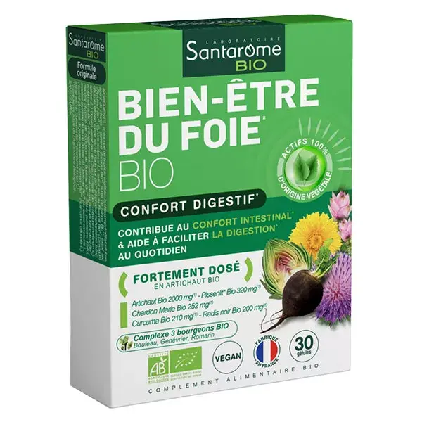 Santarome Bio - Bien-Être du Foie Bio - Confort Digestif - 30 gélules