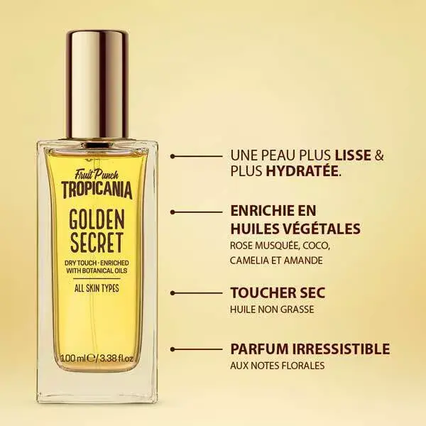 Tropicania Soin Corps & Cheveux Huile Sèche Golden Secret aux Plantes 100ml