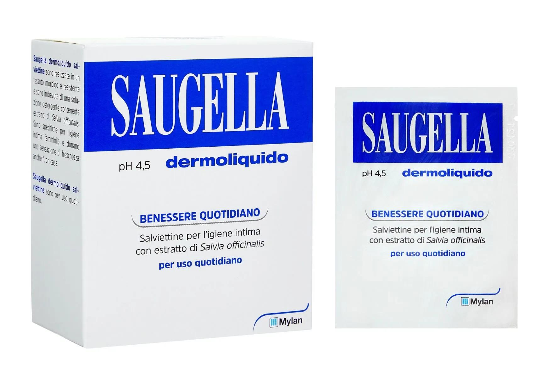 Saugella Dermoliquido Salviettine Intime Detergenti 10 Buste