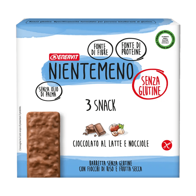 Enervit Nientemeno Snack Barretta Cioccolato Latte e Nocciola 3 x 33 gr