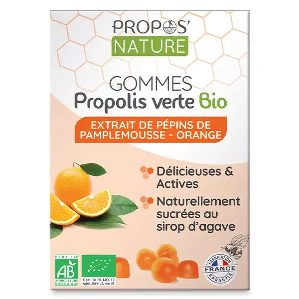 Propos' Nature Apithérapie Gomme de Propolis Pépins de Pamplemousse Orange Bio 45g