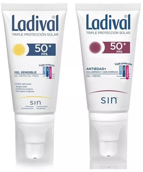Ladival Antiedad SPF50+ 50 ml + Gel-Crema Pieles Sensibles o Alérgicas SPF50+ Color 50 ml